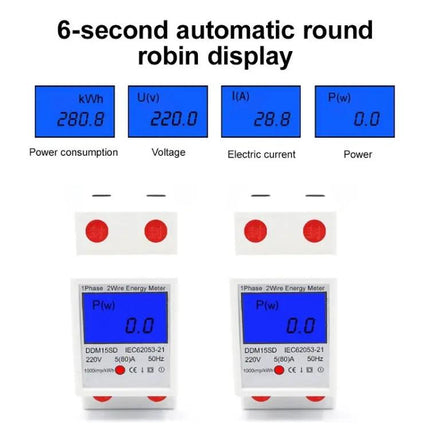 Single-Phase Multi-Function Rail Energy Meter with Backlight Display