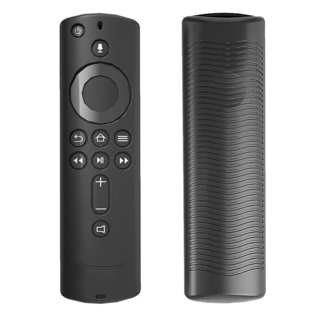 Silicone Protective Case for Amazon Fire TV Stick 4K 2nd Remote black silicone cover showing front and back, textured grip and button access