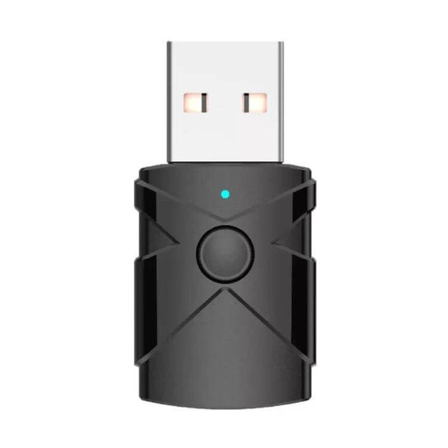 Car USB Bluetooth Receiver Transmitter 5 In 1 For In-Car Audio compact black USB adapter for hands-free calling and music streaming