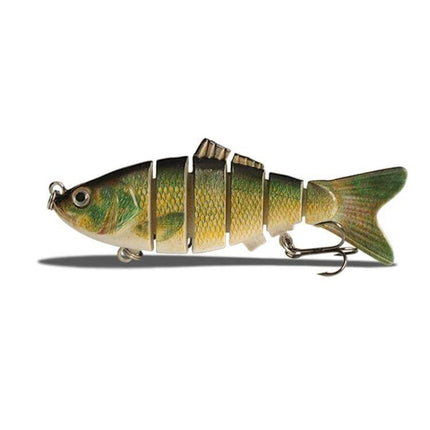 10cm Multi-Sectional Bionic Bait Hook For Long-Distance Casting realistic segmented green-yellow lure with 3D eyes for coastal long-distance casting