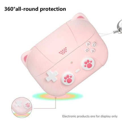 Cat Claw Silicone Case for Earphones During Daily Activities pink cat-paw silicone protective earphone case, shockproof 360° protection, easy carry