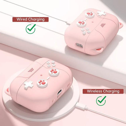 Cat Claw Silicone Case for Earphones During Daily Activities - pink shockproof silicone earphone case with wired and wireless charging compatibility