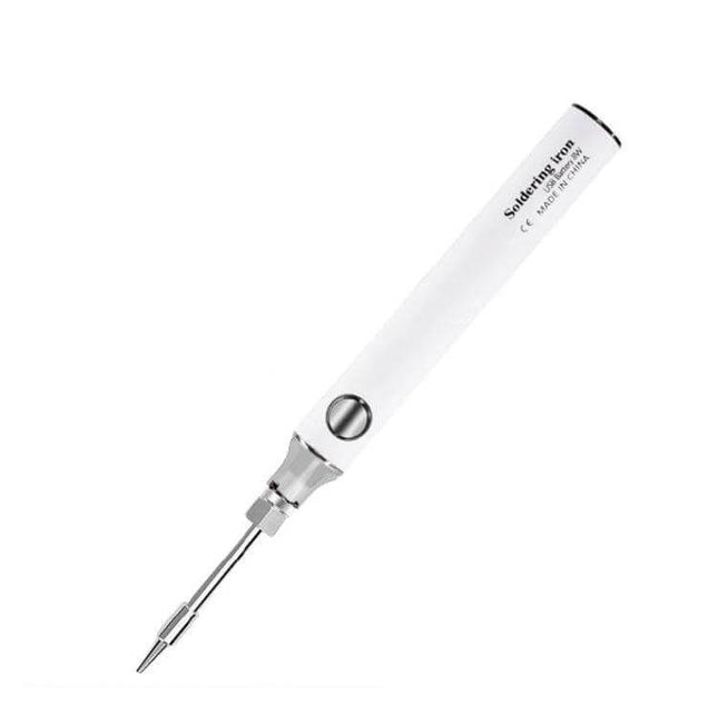 USB Cordless Soldering Pen For Small Electronics And DIY Projects white compact USB-powered soldering pen with slim tip for precision circuit board work