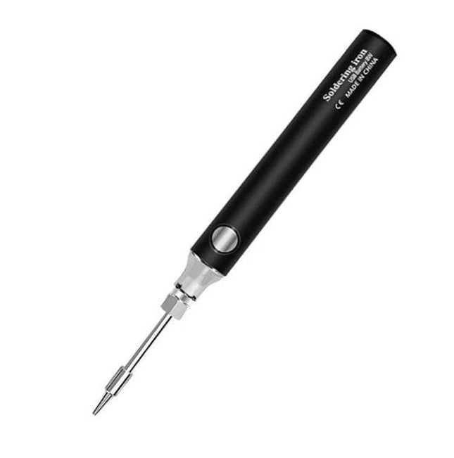 USB Cordless Soldering Pen For Small Electronics And DIY Projects shown in black compact USB-powered cordless soldering pen for precision work