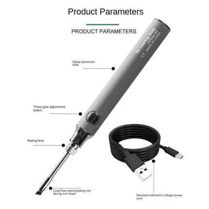 USB Cordless Soldering Pen For Small Electronics And DIY Projects compact USB-powered precision soldering pen with three-gear adjustment and coil USB cord