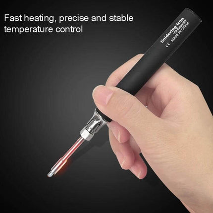 USB Cordless Soldering Pen For Small Electronics And DIY Projects shown in hand with glowing tip for precise circuit board soldering