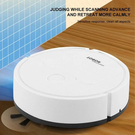 Mini Robotic Vacuum Cleaner for Daily Home Cleaning - compact white robot sweeps and vacuums hard floors around furniture for quick daily tidy