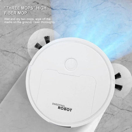 Mini Robotic Vacuum Cleaner for Daily Home Cleaning compact white robot vacuum with side brushes sweeping on hard floor