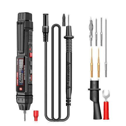 ANENG Non-Contact Digital Multimeter for Electrical Testing pen-style tester with probes and accessory tips on white background
