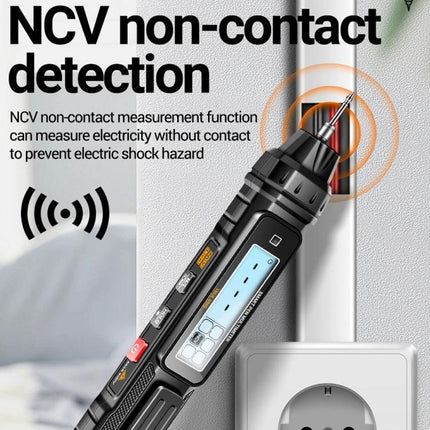 ANENG Non-Contact Digital Multimeter for Electrical Testing detecting live wiring and NCV non-contact voltage near a wall outlet