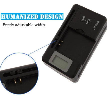 Essential Universal Charger for Everyday Mobile Device Needs black adjustable-width dual-port charger with LCD for smartphone and tablet