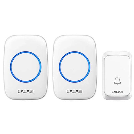 CACAZI Pumpkin-Shaped Wireless Waterproof Smart Home Doorbell - white wireless receivers and push button set with blue ring lights