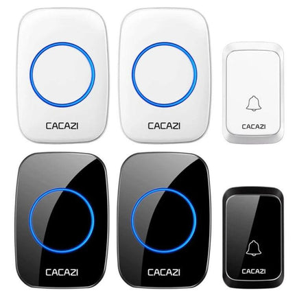 CACAZI Pumpkin-Shaped Wireless Waterproof Smart Home Doorbell with two white and two black receivers and wireless push buttons
