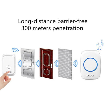 CACAZI Pumpkin-Shaped Wireless Waterproof Smart Home Doorbell showing 300m long-distance barrier-free signal through doors and walls