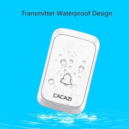 CACAZI Pumpkin-Shaped Wireless Waterproof Smart Home Doorbell transmitter with waterproof design and water droplets on white pumpkin-shaped button