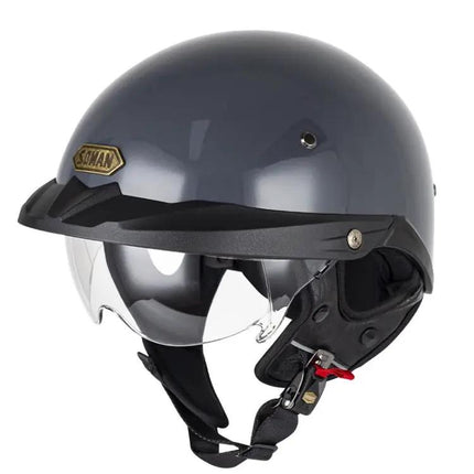Motorcycle Half Helmet With Inner Mirror For Daily Riding Comfort
