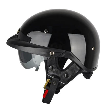 Motorcycle Half Helmet With Inner Mirror For Daily Riding Comfort