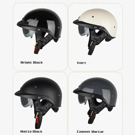 Motorcycle Half Helmet With Inner Mirror For Daily Riding Comfort