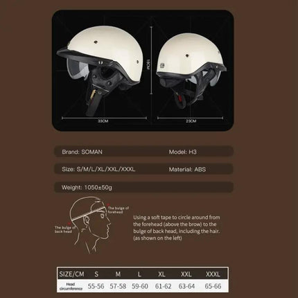 Motorcycle Half Helmet With Inner Mirror For Daily Riding Comfort