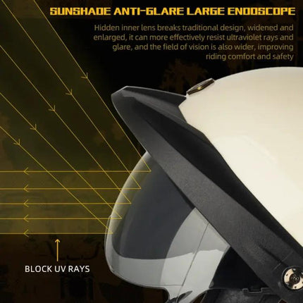 Motorcycle Half Helmet With Inner Mirror For Daily Riding Comfort