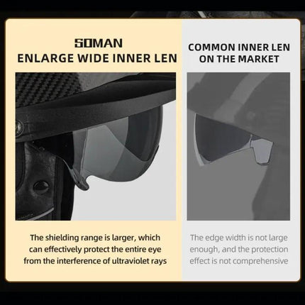 Motorcycle Half Helmet With Inner Mirror For Daily Riding Comfort