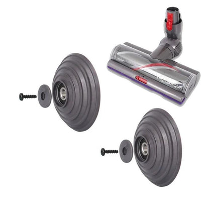 Replacement Suction Head with Wheels for Dyson Vacuums showing V10/V11 100W high torque carpet head and two replacement wheel assemblies
