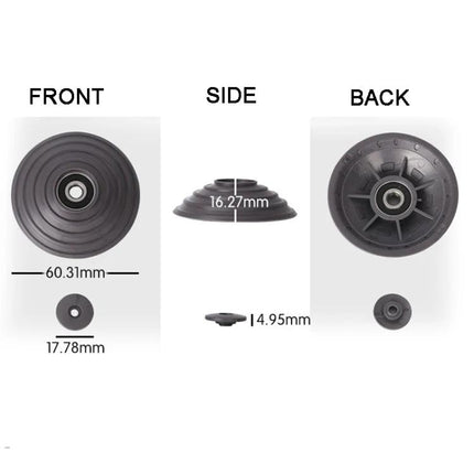 Replacement Suction Head with Wheels for Dyson Vacuums - front, side, back views with dimensions for V10 V11 100W high torque carpet head