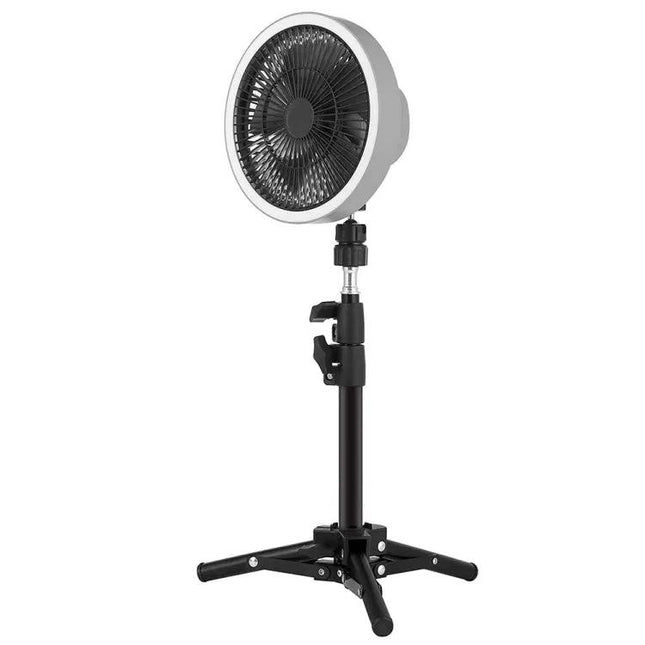 Portable Camping Tripod Fan With LED Light And Power Bank | Syndmart