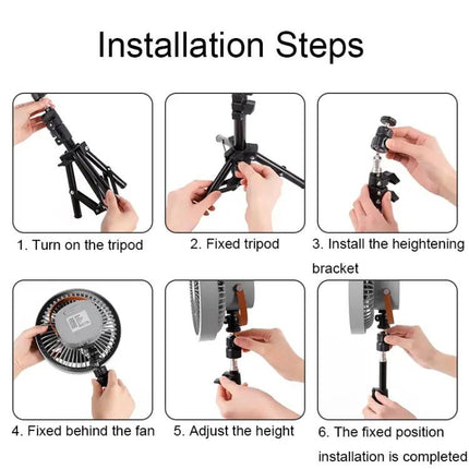 Portable Camping Tripod Fan With LED Light And Power Bank