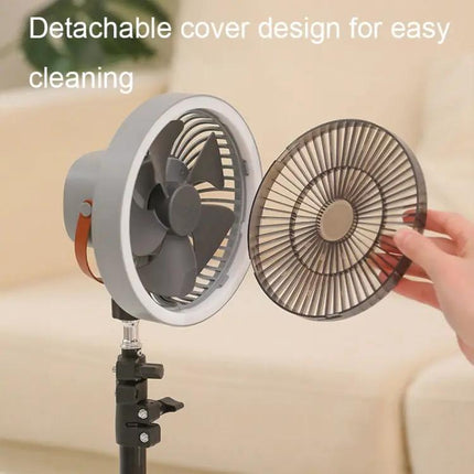 Portable Camping Tripod Fan With LED Light And Power Bank