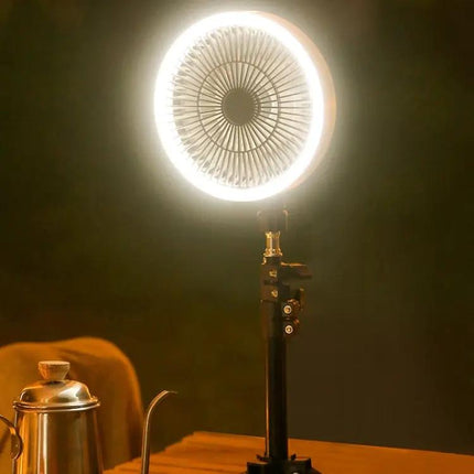 Portable Camping Tripod Fan With LED Light And Power Bank