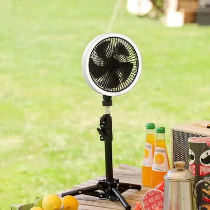 Portable Camping Tripod Fan With LED Light And Power Bank