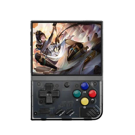 Miyoo Mini Plus Retro Handheld Game Console with IPS Screen portable black unit showing 3.5-inch IPS display and colorful buttons