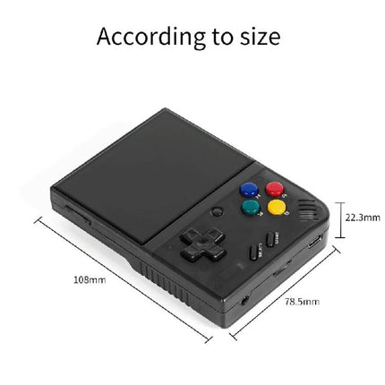 Miyoo Mini Plus Retro Handheld Game Console with IPS Screen black compact dimensions 108mm x 78.5mm x 22.3mm portable retro gaming device