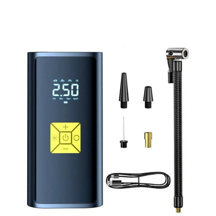 SUITU Air Pump for Daily Vehicle Tire Maintenance On The Go portable digital tire inflator with LED display, hose and accessory nozzles