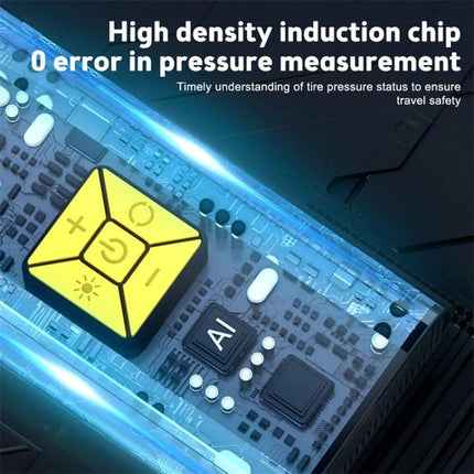 SUITU Air Pump for Daily Vehicle Tire Maintenance On The Go showing internal high-density induction chip and AI pressure measurement display