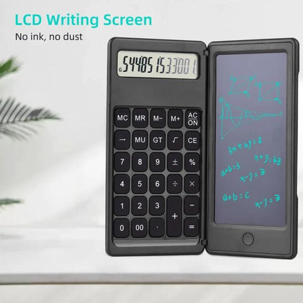 Portable Foldable LCD Writing Tablet for Office Notes and Calculations - compact foldable calculator with rewritable LCD screen for meetings and math