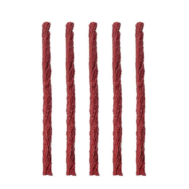 Adhesive Tire Repair Patches for Cars, Motorcycles, and Bikes, 5 Pack - five red nylon core butyl rubber tire repair strips for roadside puncture fixes