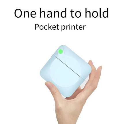 Compact Bluetooth Pocket Printer for Wireless Label Printing held in one hand showing portable size and single-button operation