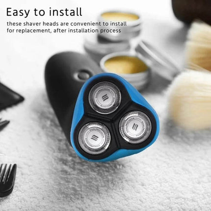 Razor Replacement Head Set for AT PT Series Razors showing three-head replacement kit ready for easy at-home installation