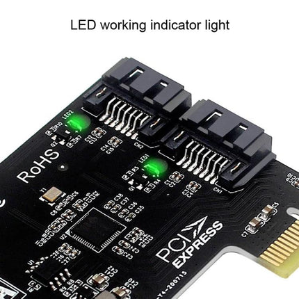 Expansion Card for Adding SATA Ports to Desktop Computers - PCIe card with two SATA ports and LED indicators for adding extra storage
