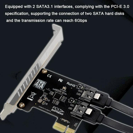 Expansion Card for Adding SATA Ports to Desktop Computers, PCIe SATA expansion card with two SATA3 ports and cables for extra storage