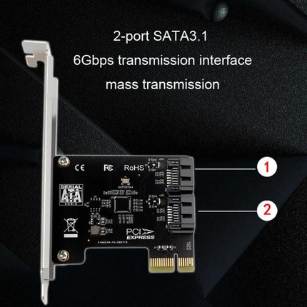 Expansion Card for Adding SATA Ports to Desktop Computers - 2-port SATA3 PCIe card for extra storage, 6Gbps transmission, two SATA ports