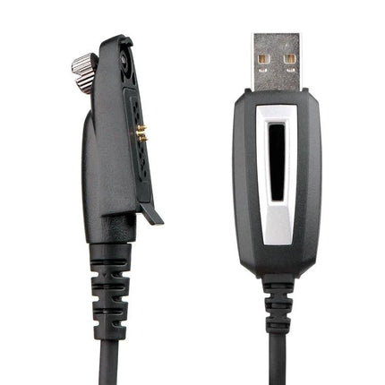 Retevis USB Programming Cable for HD1 and RT29 Walkie-Talkies shown with USB connector and radio plug for PC programming