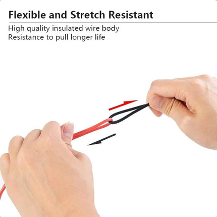 Multimeter Test Lead with Threaded Ends for Electrical Testing showing flexible, stretch-resistant insulated wire and non-slip matte grip