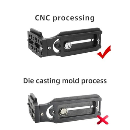Bexin L-Shaped Camera Quick Release Plate for Versatile Mounting CNC processed black L-bracket showing die cast vs CNC