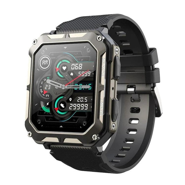 Versatile Smart Watch for Everyday Fitness and Activities - rugged black Bluetooth 5.0 watch showing heart rate, steps, and sports modes