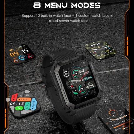 Versatile Smart Watch for Everyday Fitness and Activities rugged smartwatch display showing multiple sports modes and Bluetooth 5.0 connectivity