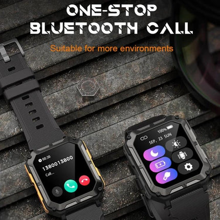 Versatile Smart Watch for Everyday Fitness and Activities showing rugged black smartwatch with Bluetooth call screen and fitness app icons