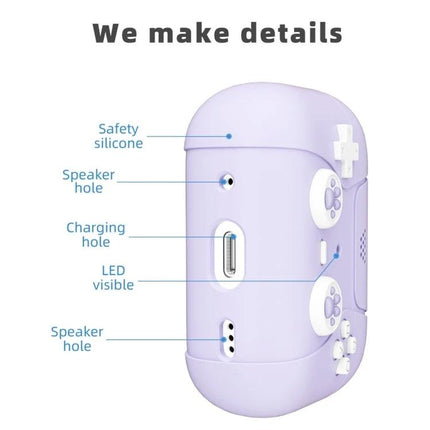 Silicone Protective Case for AirPods 3 with Lanyard for Daily Use - lilac silicone cover showing speaker holes, charging port, LED visibility and safety details